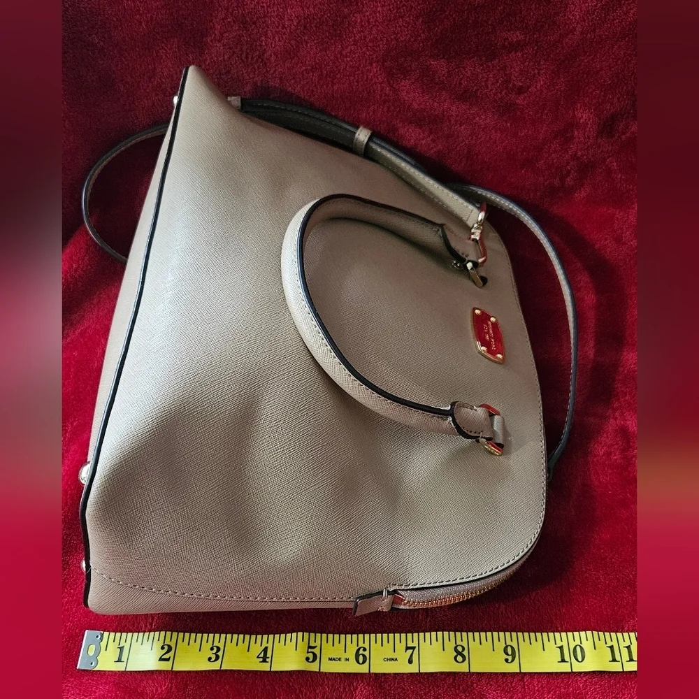 Michael Kors Cindy Dome Tan Leather Satchel-Crossbody